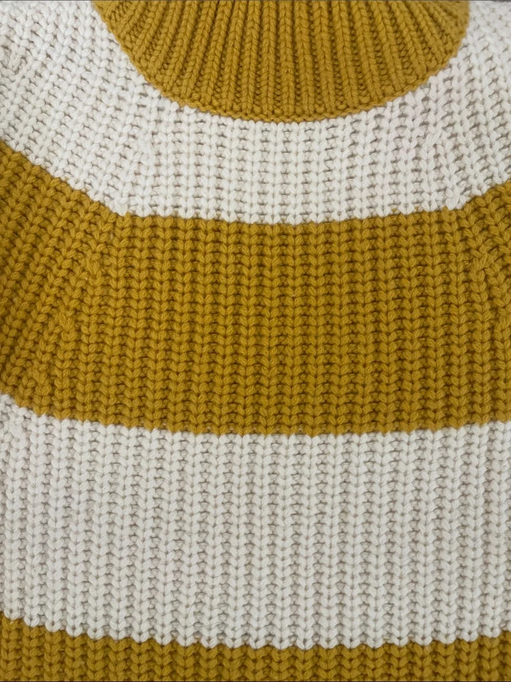 JCrew Striped Mock Neck Sweater - Mustard & Cream